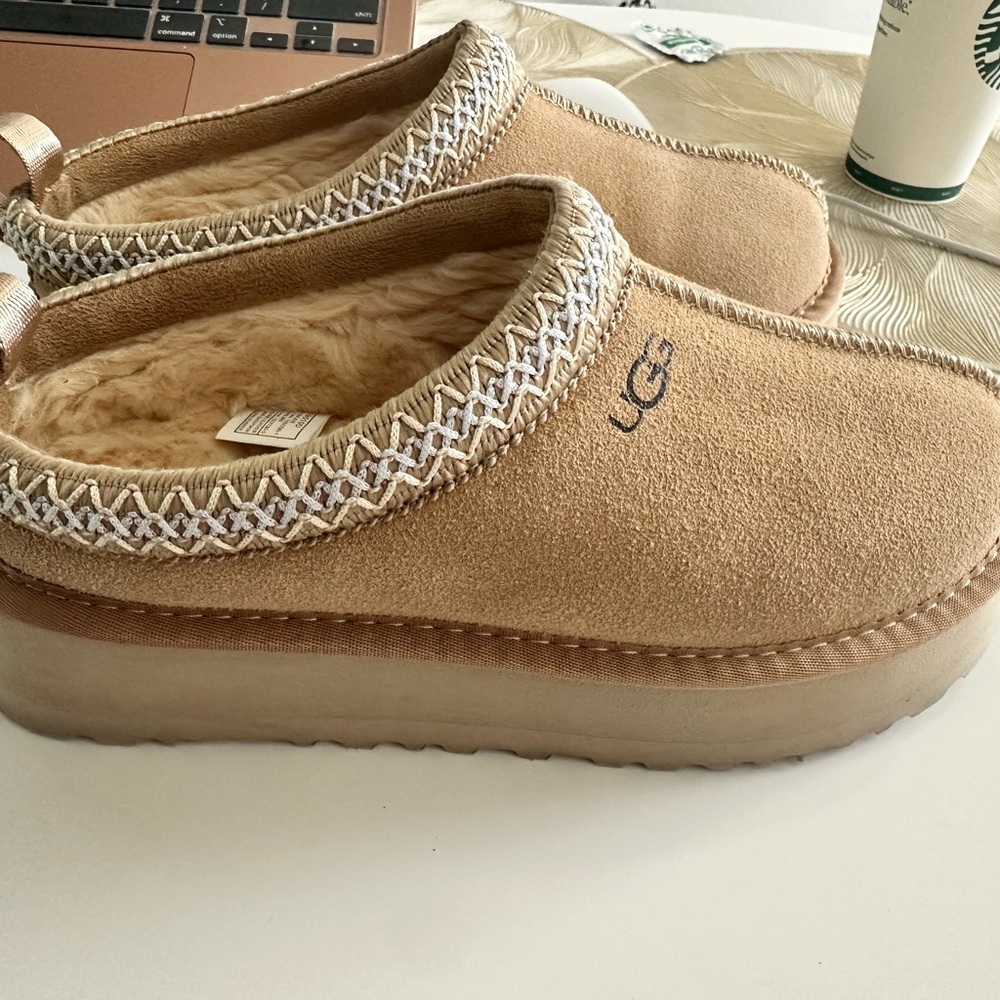 UGG Women's Tan Mules with Cream Trim